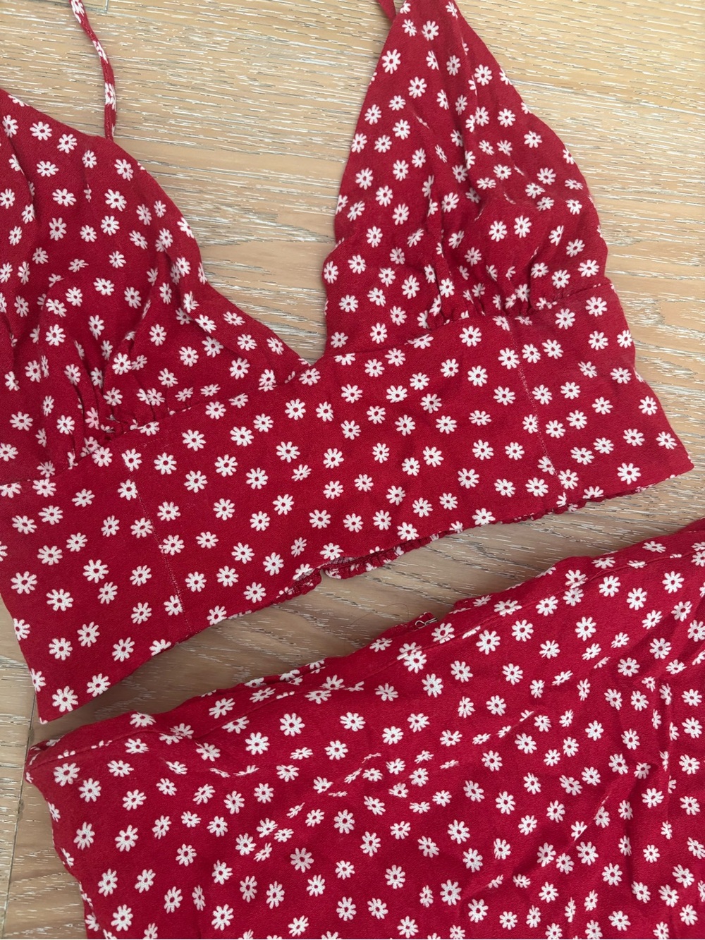 Reformation Red Polka Dot Skirt Set - Picture 4 of 11